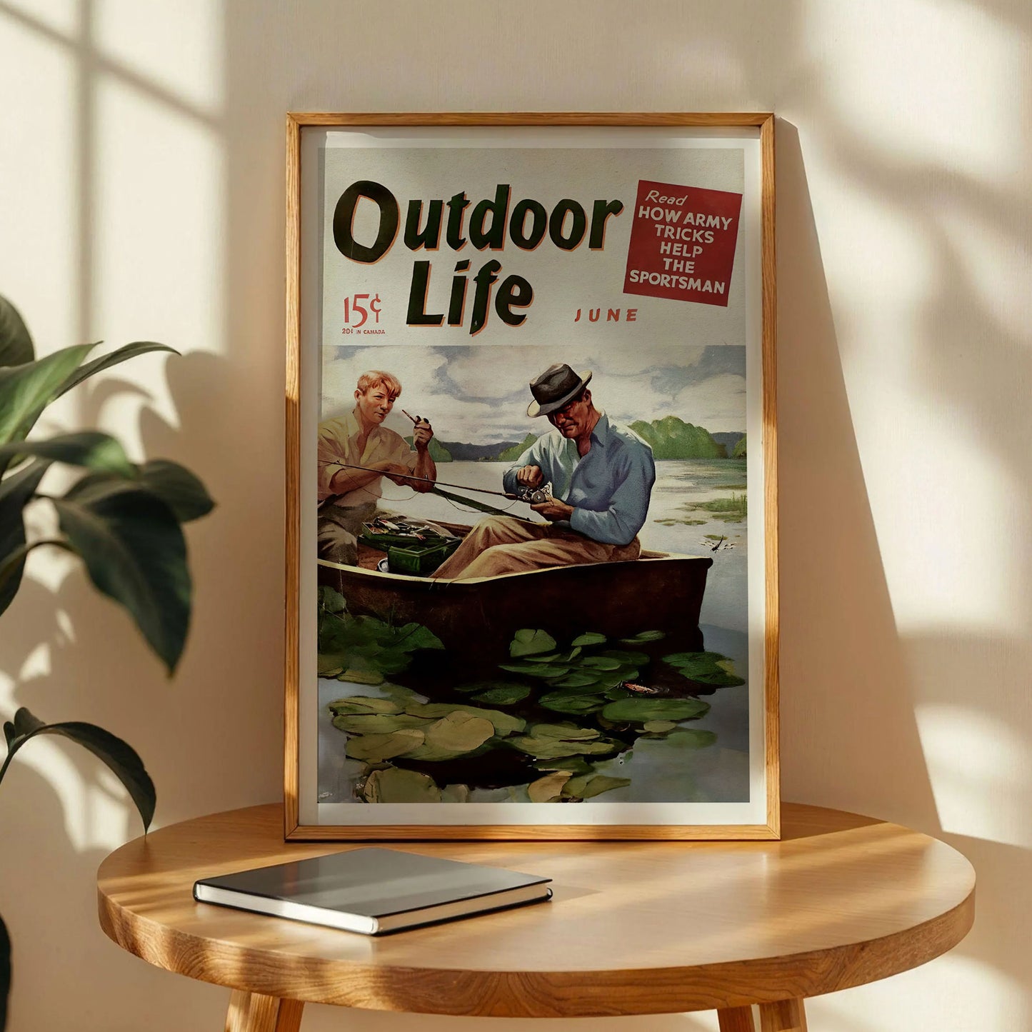 Vintage Fishing Poster Angler in Boat
