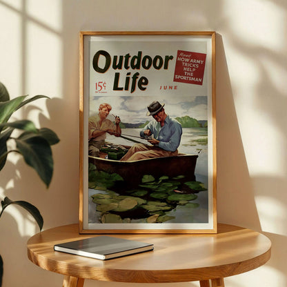 Vintage Fishing Poster Angler in Boat