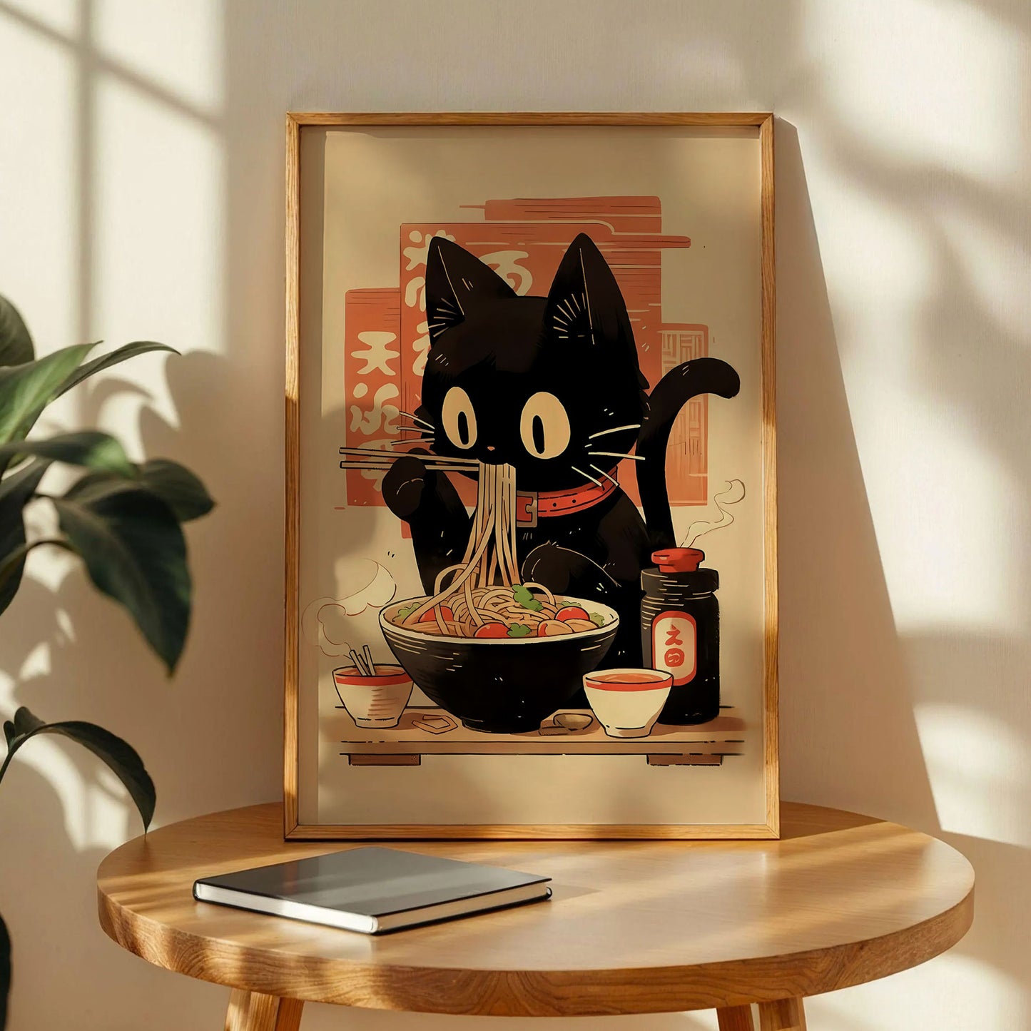 Hungry Black Cat Ramen Poster