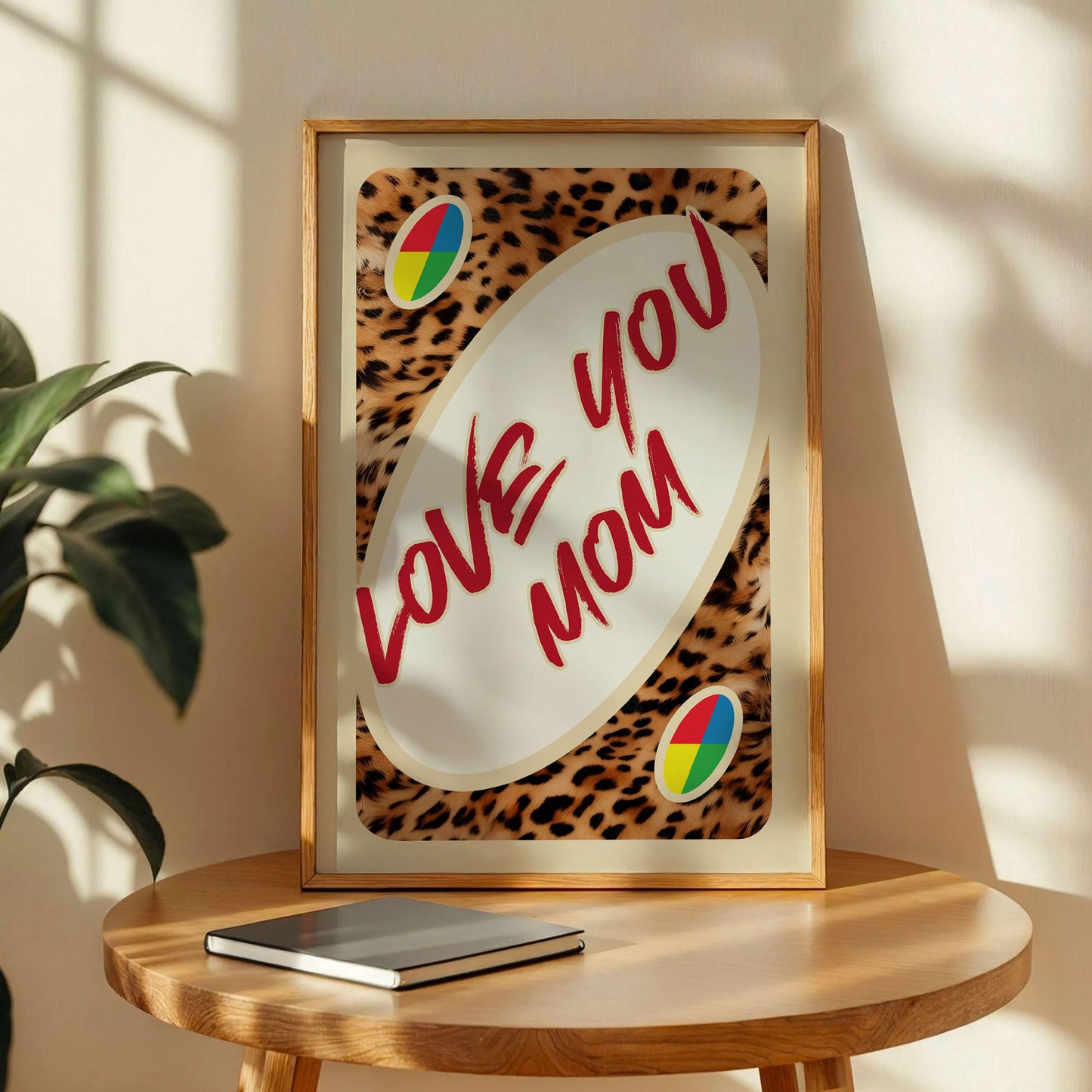 Love You Mom UNO Card Leopard Poster