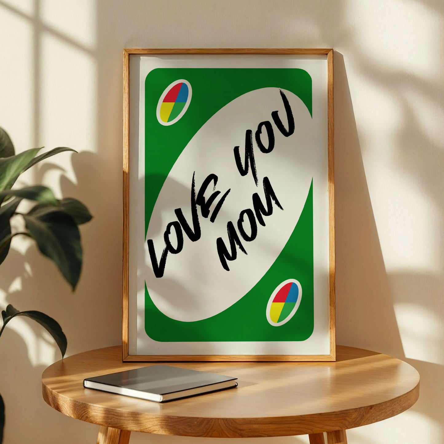Love You Mom Reverse UNO Green Card Poster