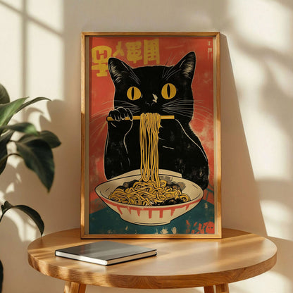 Black Cat Japanese Food Wall Art