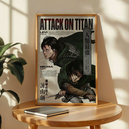 Attack on Titan Levi and Mikasa Ackerman Poster
