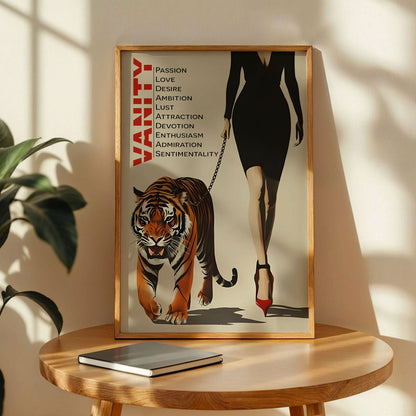 Vintage Woman Walking a Tiger Poster