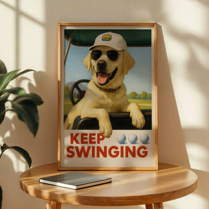 Golden Retriever Golf Art Print