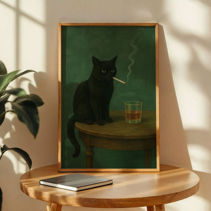Smoking Black Cat Poster