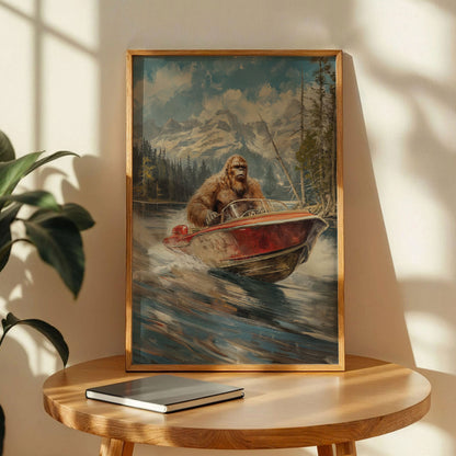 Sasquatch Motorboat Art Print