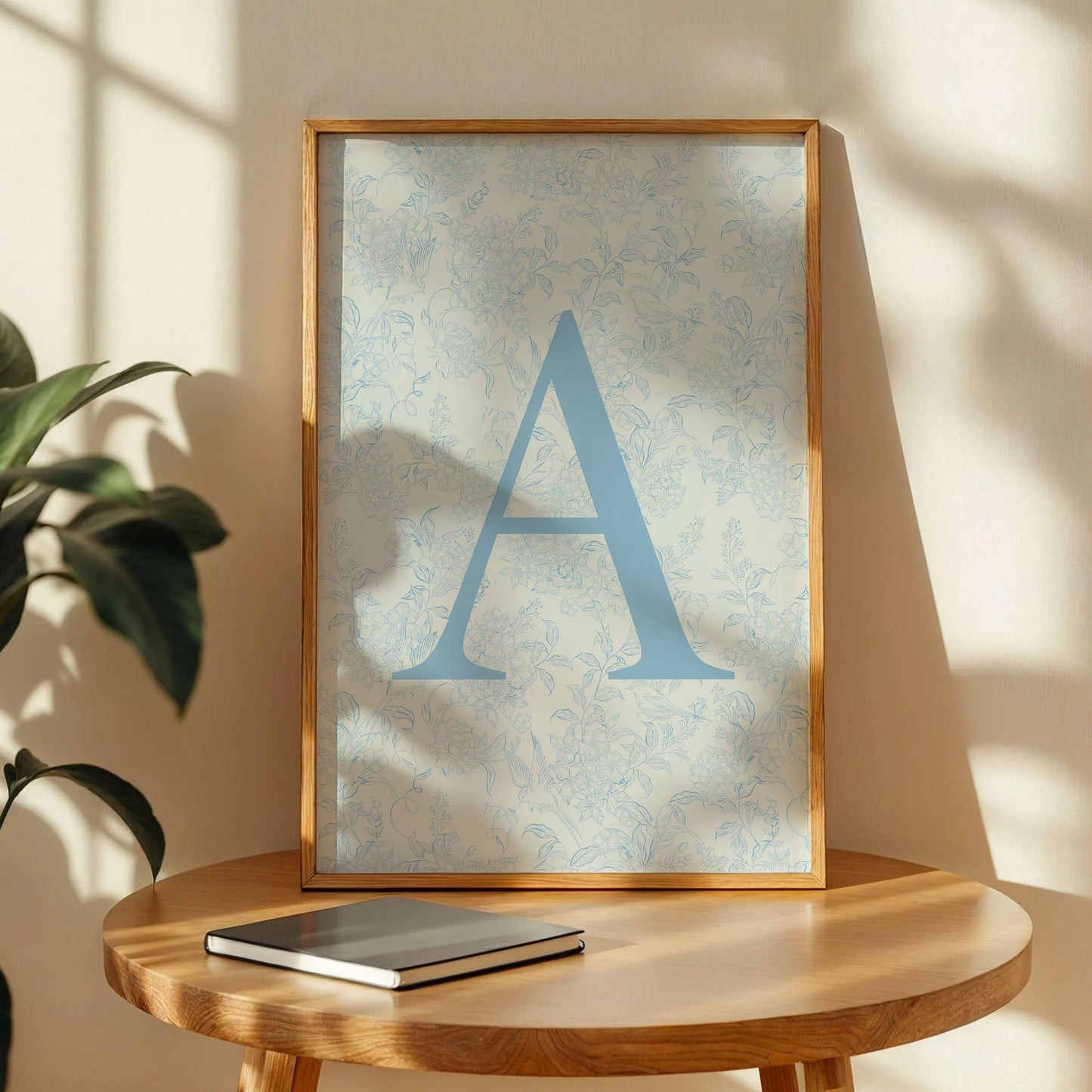 Blue Floral Initial Letter A Art