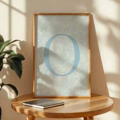 Blue Floral Initial Letter O Poster
