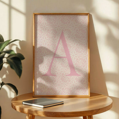 Pink Floral Initial Letter A Art