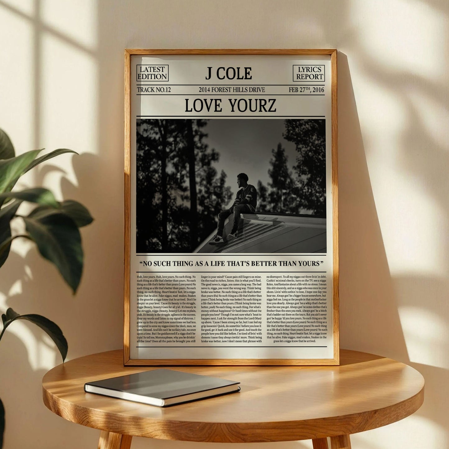 J. Cole Retro Newspaper Print