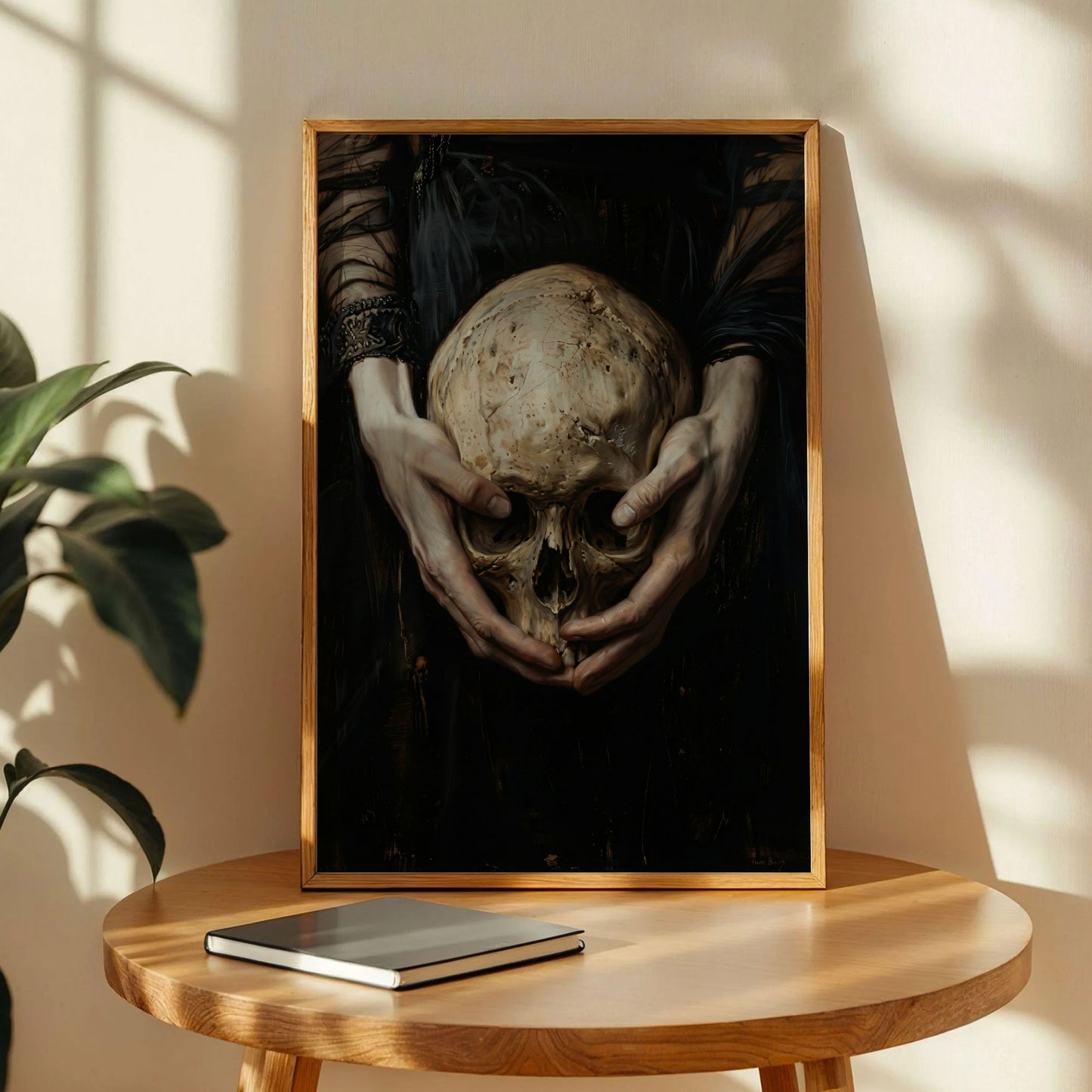 Victorian Hands Holding Skull Poster
