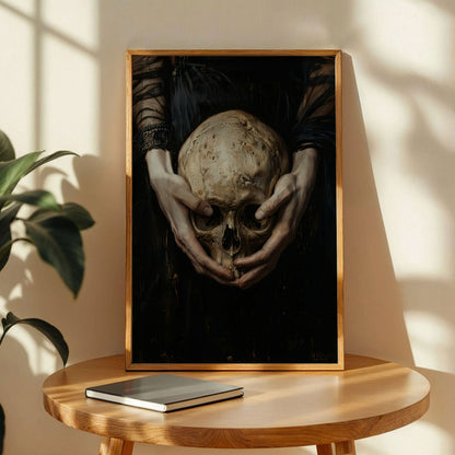 Victorian Hands Holding Skull Poster