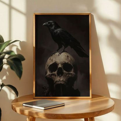 Vintage Raven Skull Art Print
