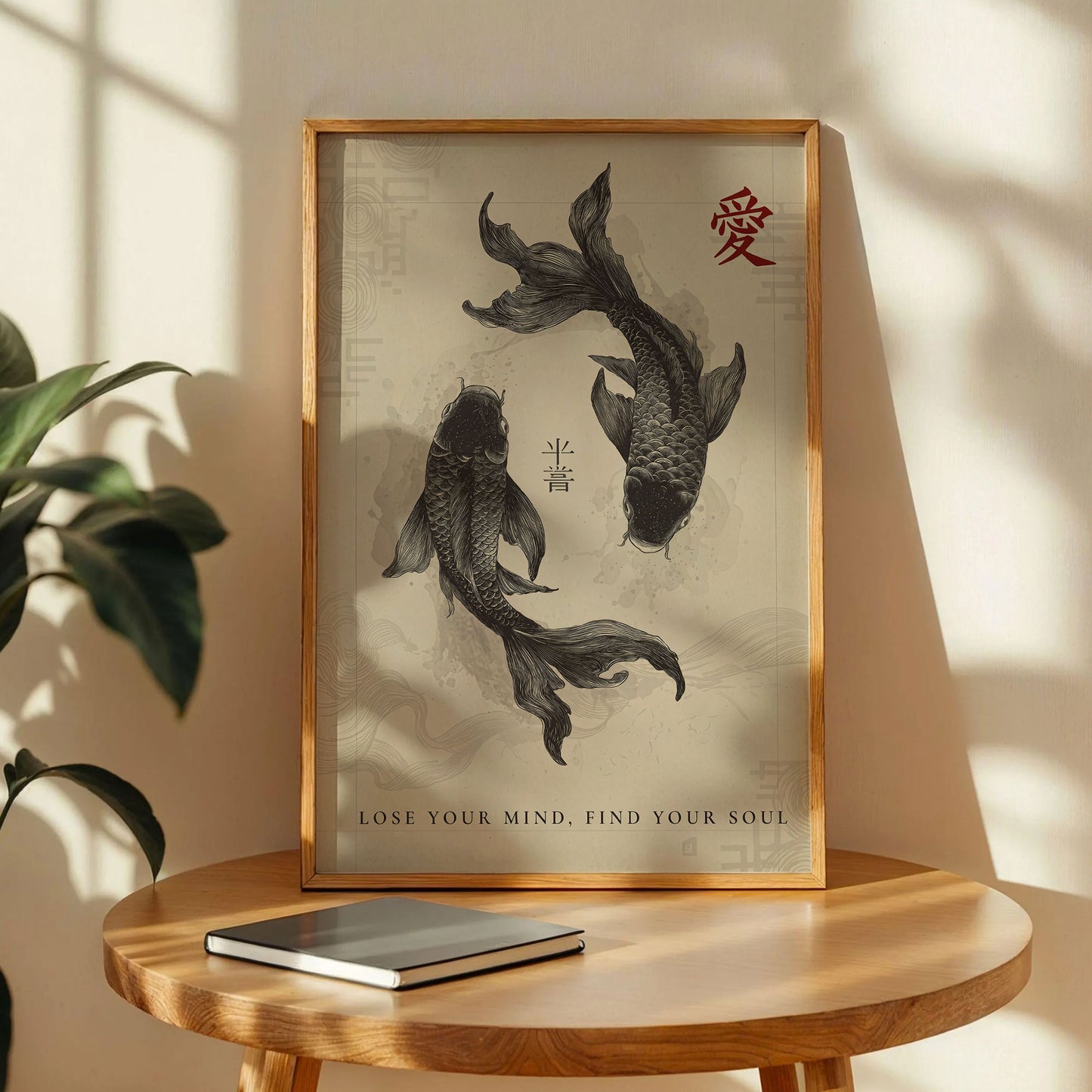 Black Koi Fish Japanese Poster