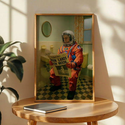 Retro Astronaut Bathroom Poster