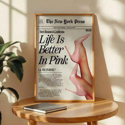 Pink Newspaper Print