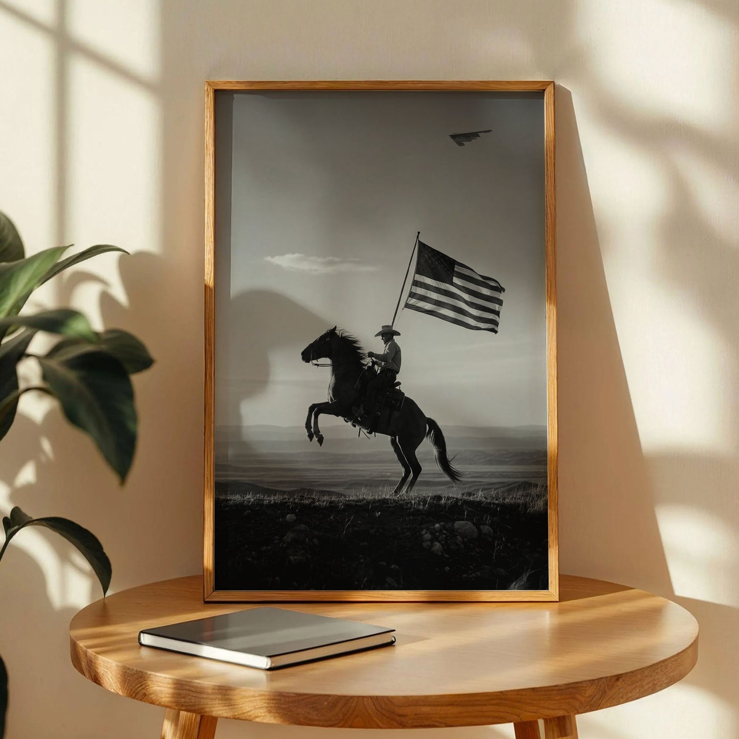 Black and White USA Flag Cowboy Wall Art