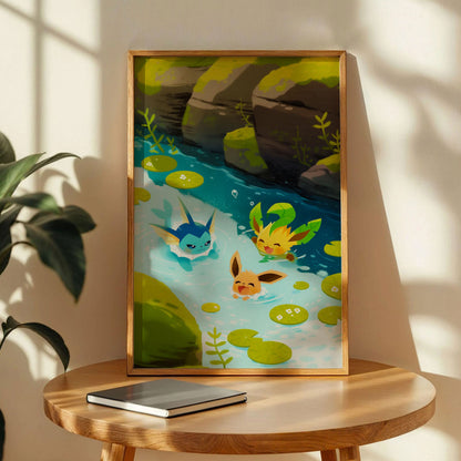 Eevee, Vaporeon, and Leafeon Poster