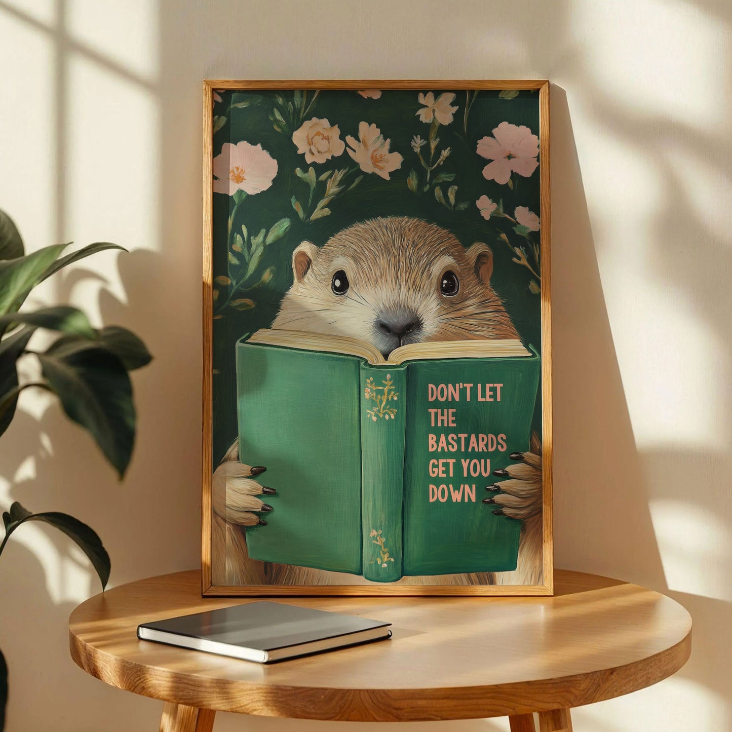Groundhog Reading Motivational Book Art Print