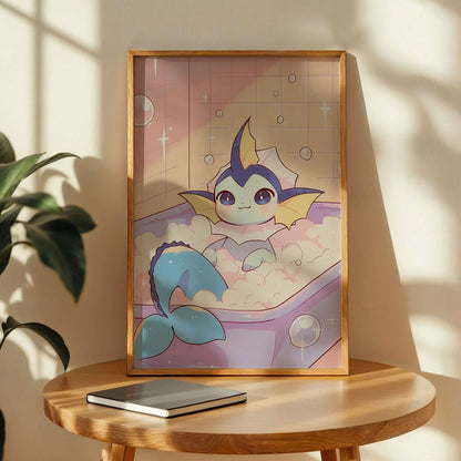 Vaporeon Bubble Bath Art Print