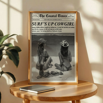 Surf's Up Cowgirl Newspaper Print