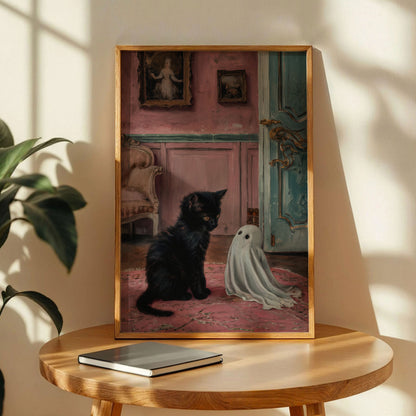 Cute Ghost and Kitten Poster