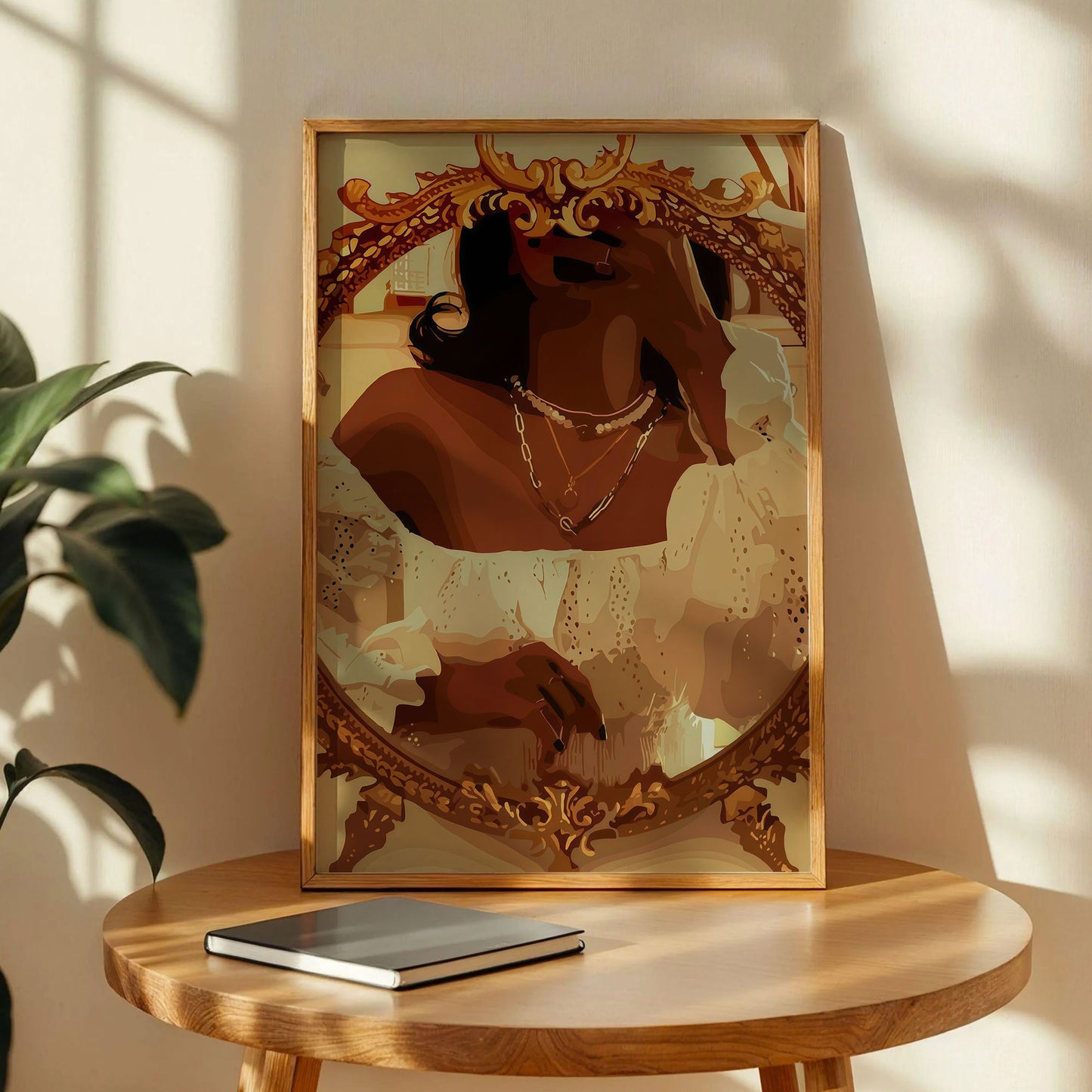 Black Woman Gold Jewelry Art