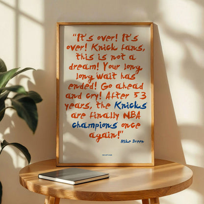 New York Knicks Mike Breen Quote Art Print