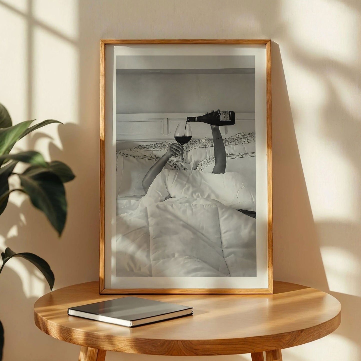 Woman Drinking Wine in Bed Wall Art