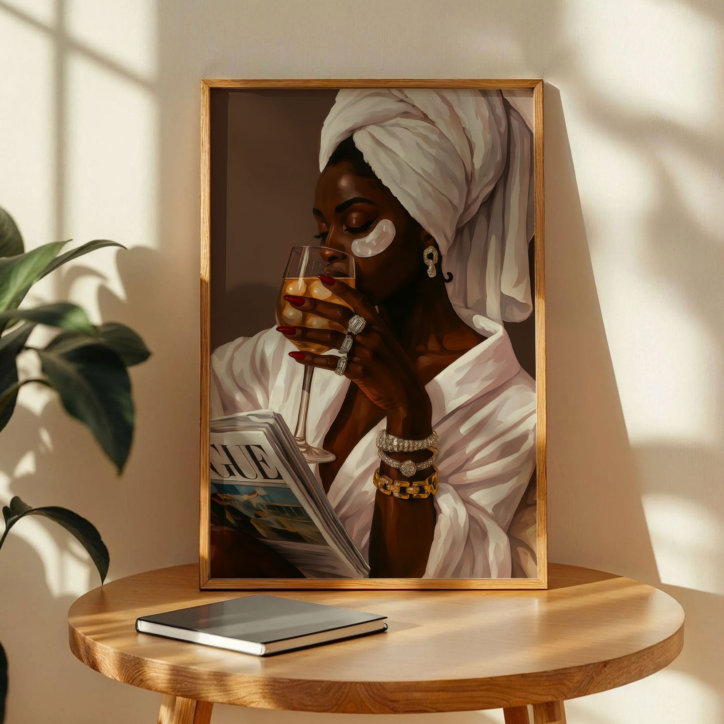 Stylish Black Woman Bathroom Wall Art