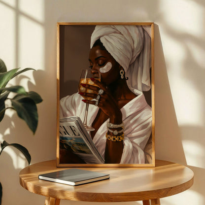 Stylish Black Woman Bathroom Wall Art