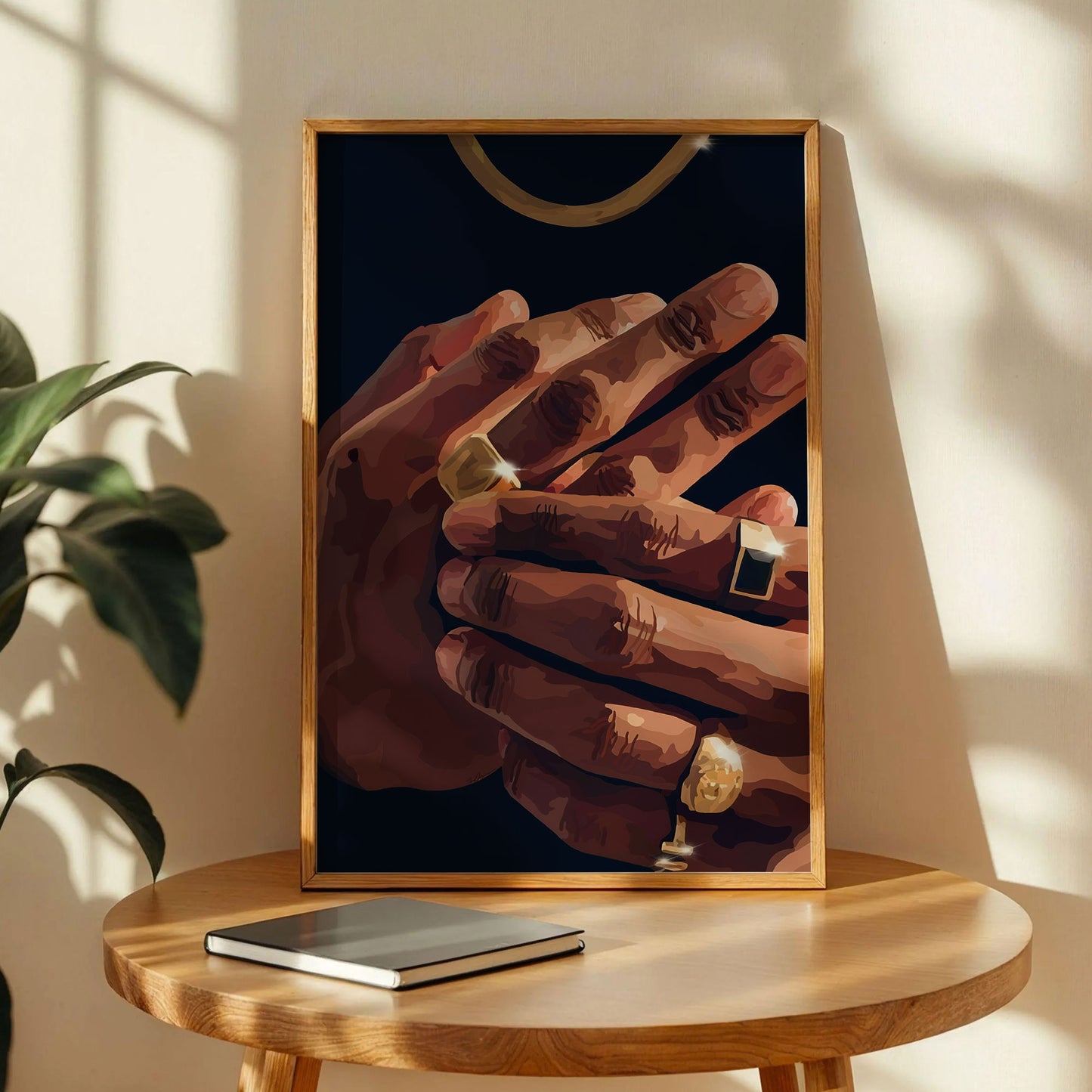 Gold Rings Black Art Print