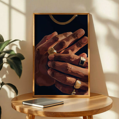 Gold Rings Black Art Print