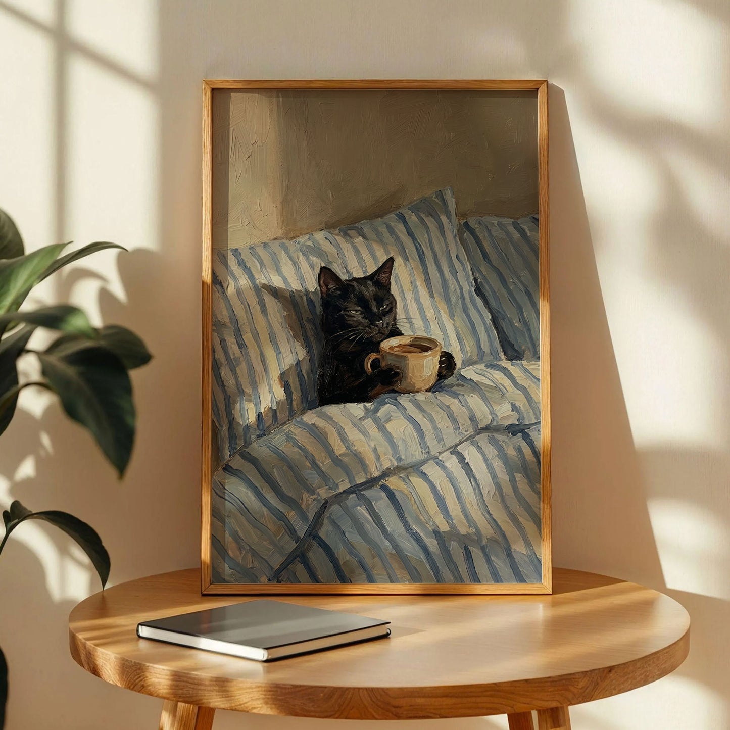 Black Cat With Coffee Poster