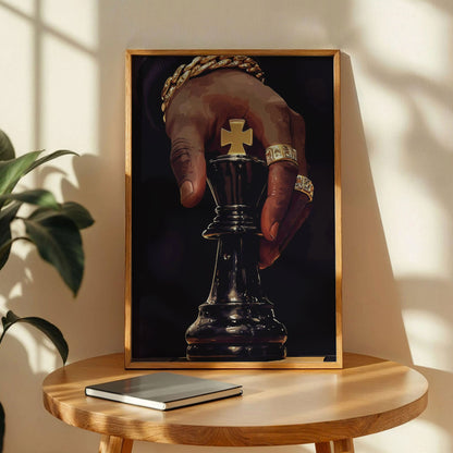 Chess King Black Art Poster