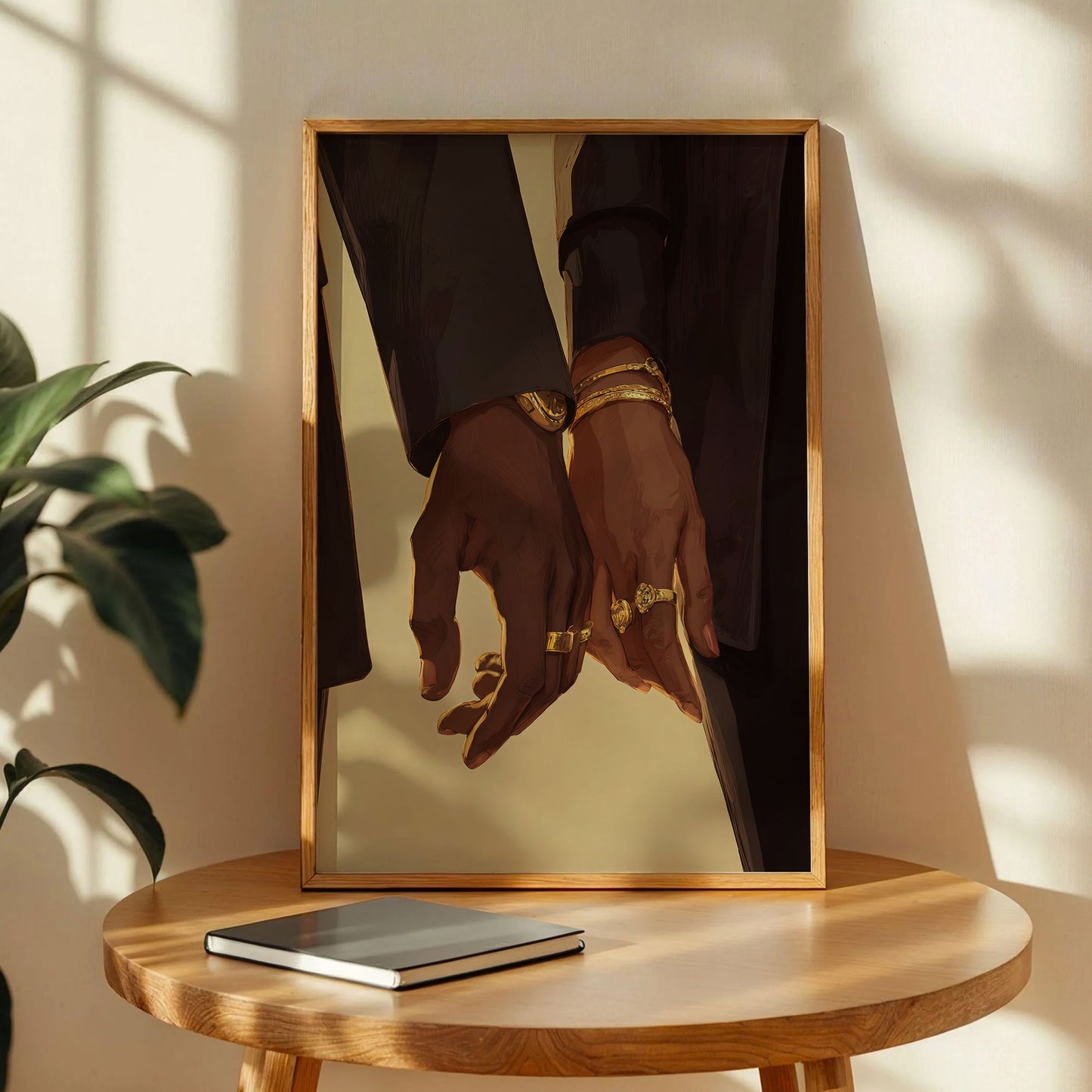 Black Couple Holding Hands Wall Art