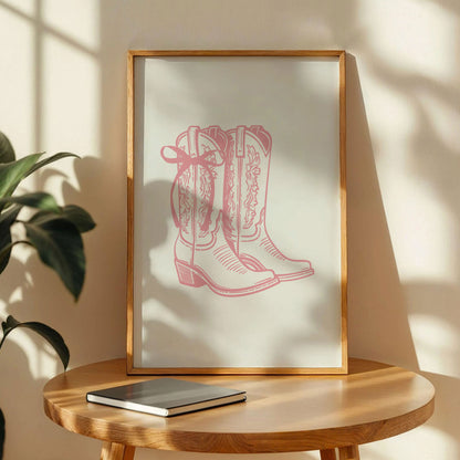 Pink Coquette Cowgirl Boots Print
