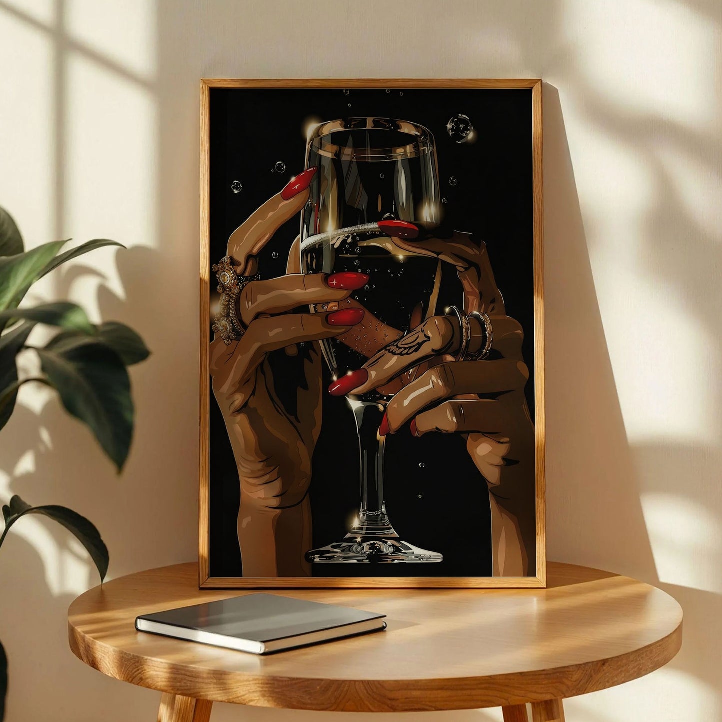 Black Woman Champagne Art Print