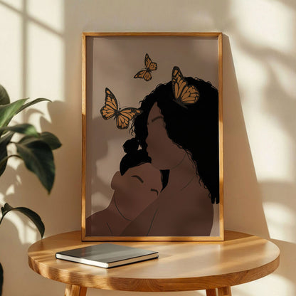 Black Mother and Daughter Wall Art