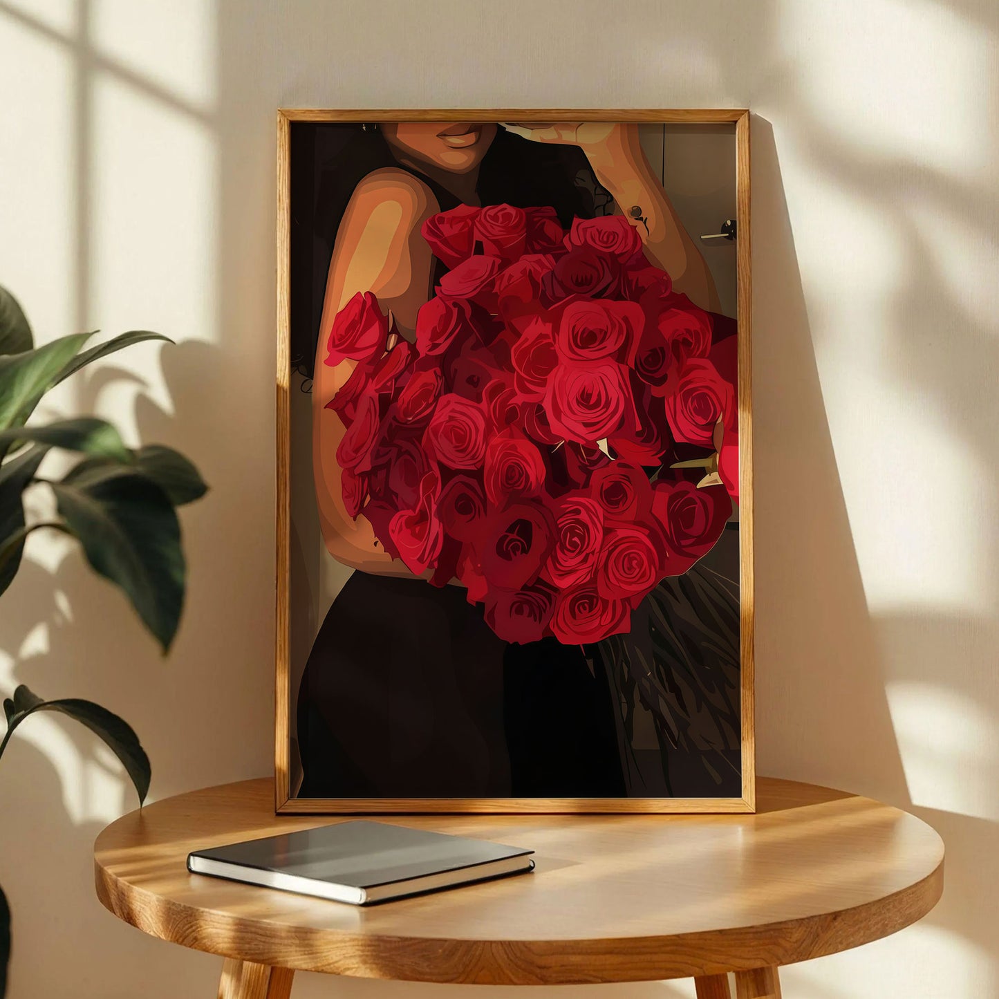 Black Woman Red Rose Art Print