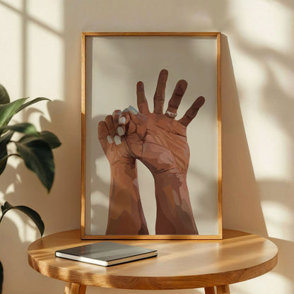 Black Couple Holding Hands Wall Art