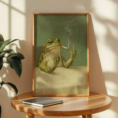Frog Smoking a Cigarette Vintage Poster