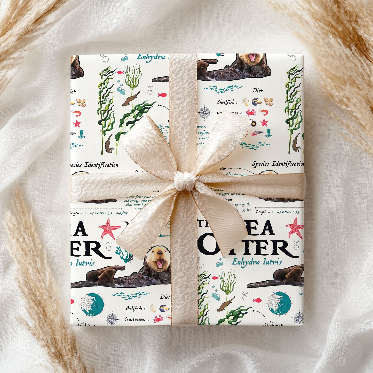 Monterey Bay Aquarium Otter Wrapping Paper Vintage Paper