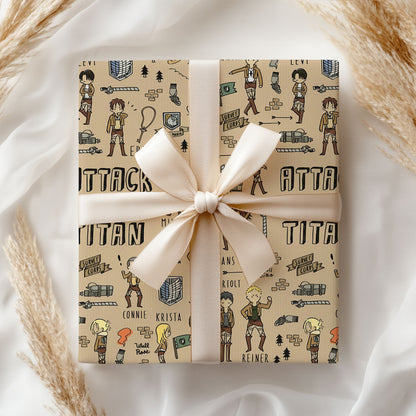Attack on Titan Xmas Gift Wrap with Holiday
