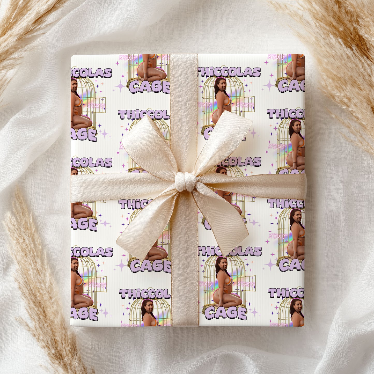 Thiccolas Cage Funny Christmas Gift Wrap