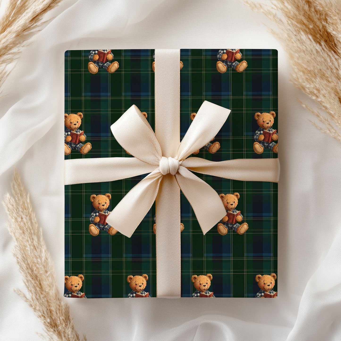 Teddy Reading Book Christmas Wrapping Paper