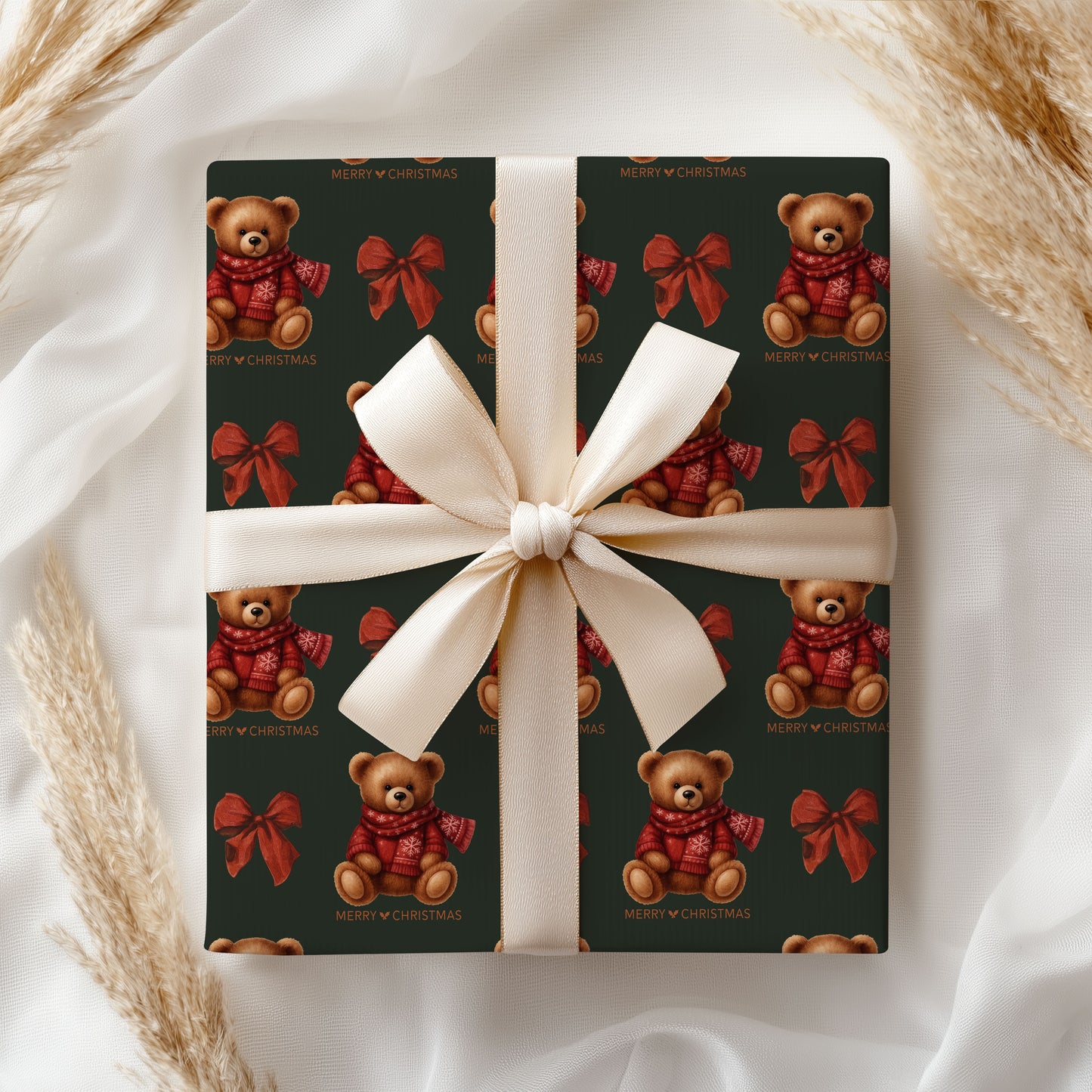 Tartan Teddy Bear Christmas Wrapping Paper