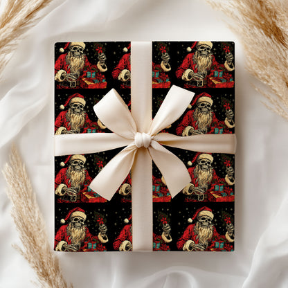 Gothic Skeleton Santa Christmas Wrapping Paper