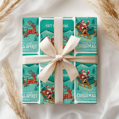 Santa Clause Get It Closers Xmas Holiday Gift Wrap